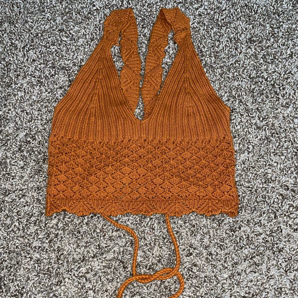 Brown Crochet Crop Top